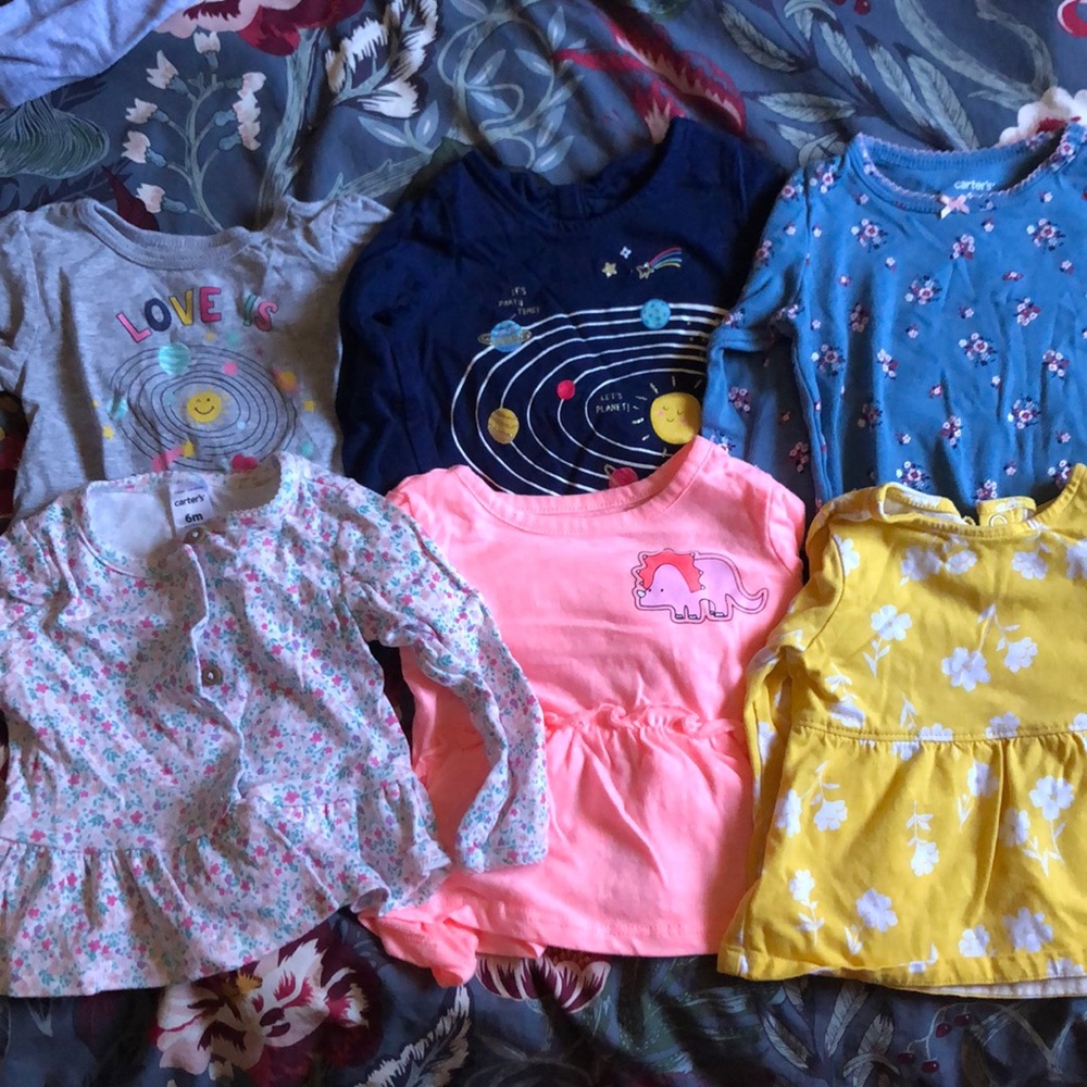 Bundle of baby girl long sleeve shirts size 6m